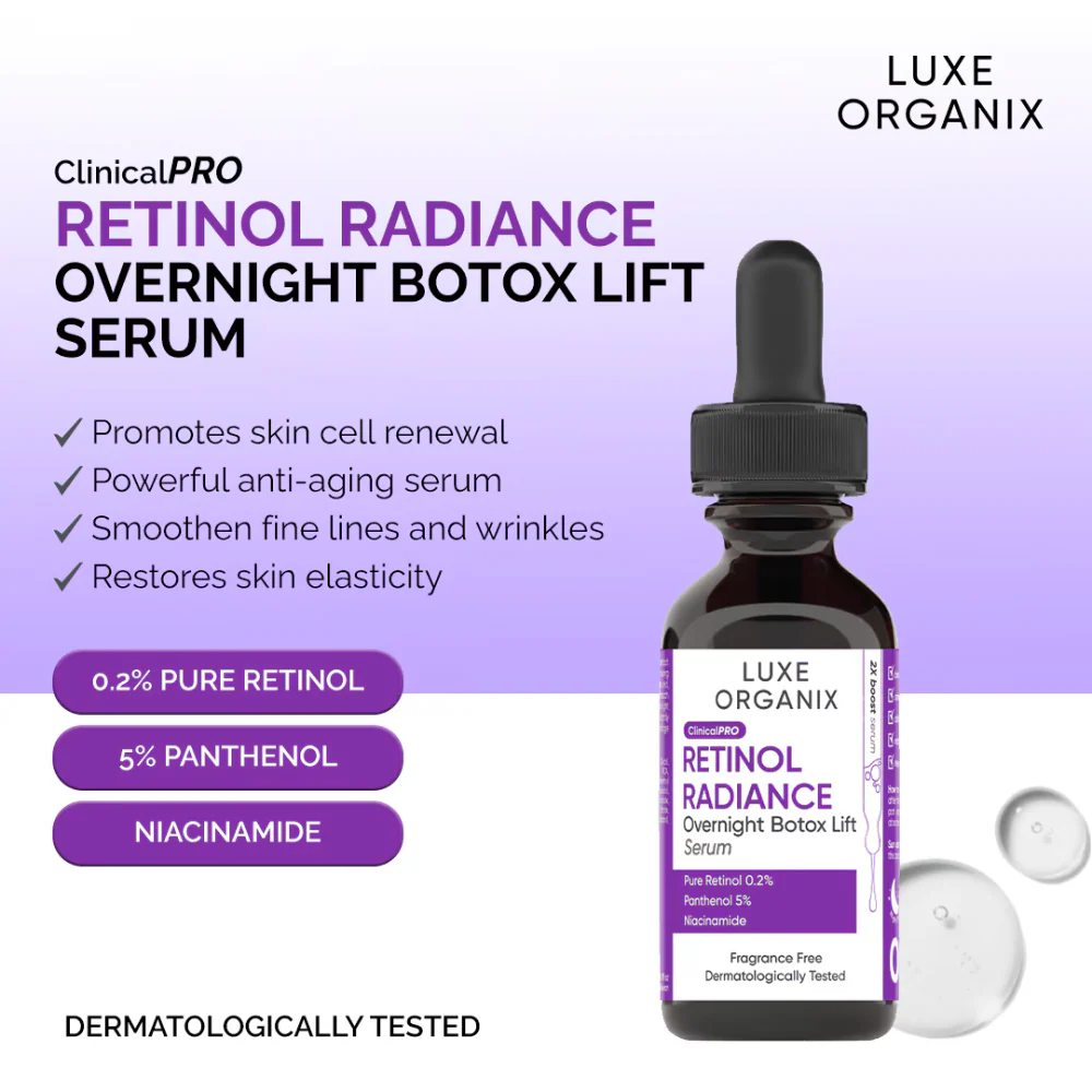 Luxe Organix Retinol Radiance Overnight Botox Lift Serum - 30ml - Image 6