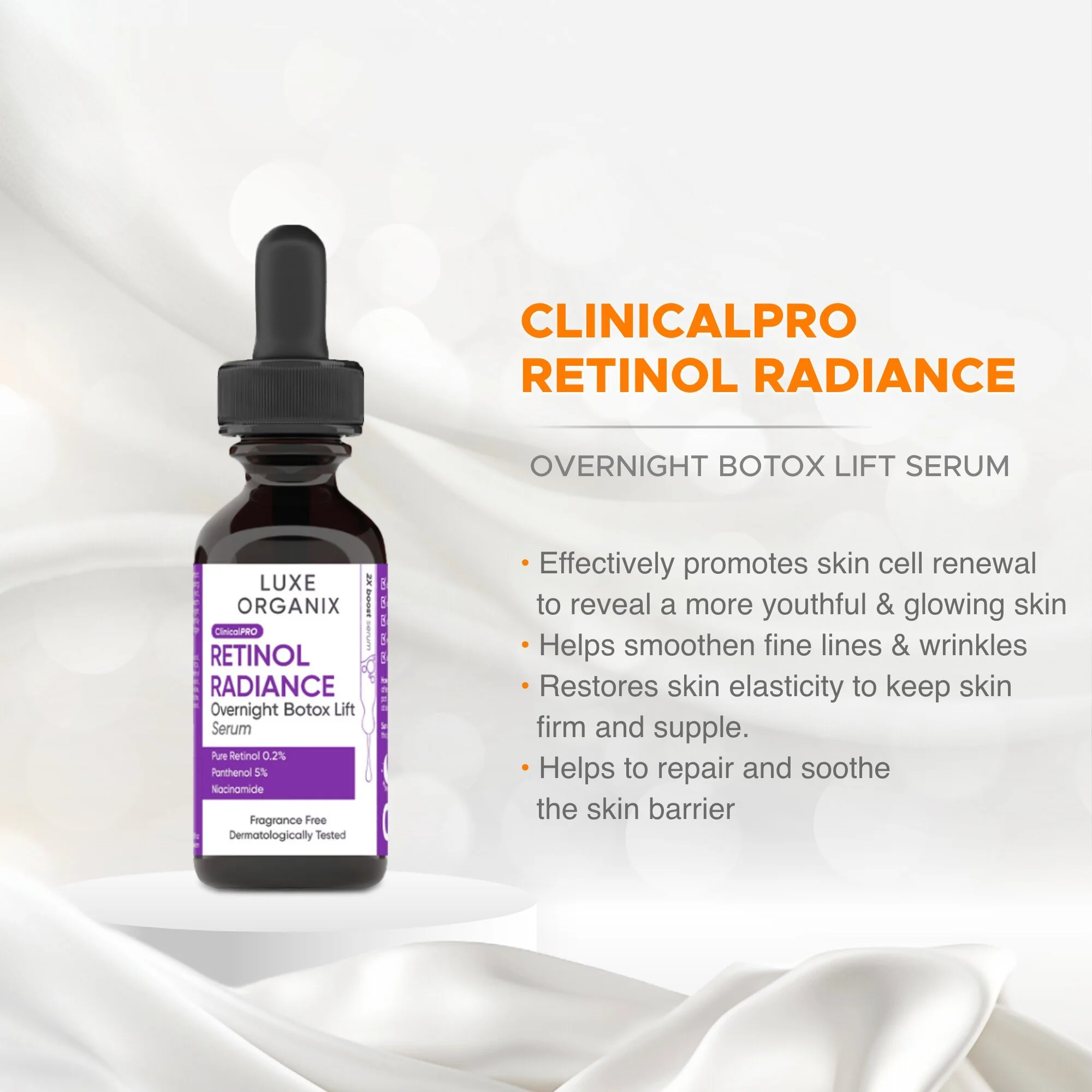 Luxe Organix Retinol Radiance Overnight Botox Lift Serum - 30ml - Image 9