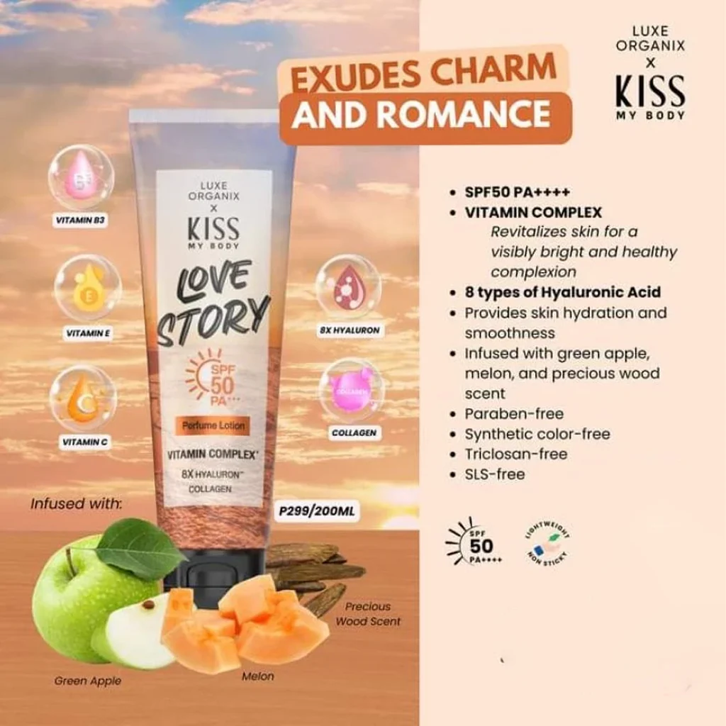 Luxe Organix x Kiss My Body Love Story Perfume Lotion SPF50 PA+++ (200g) - Image 2