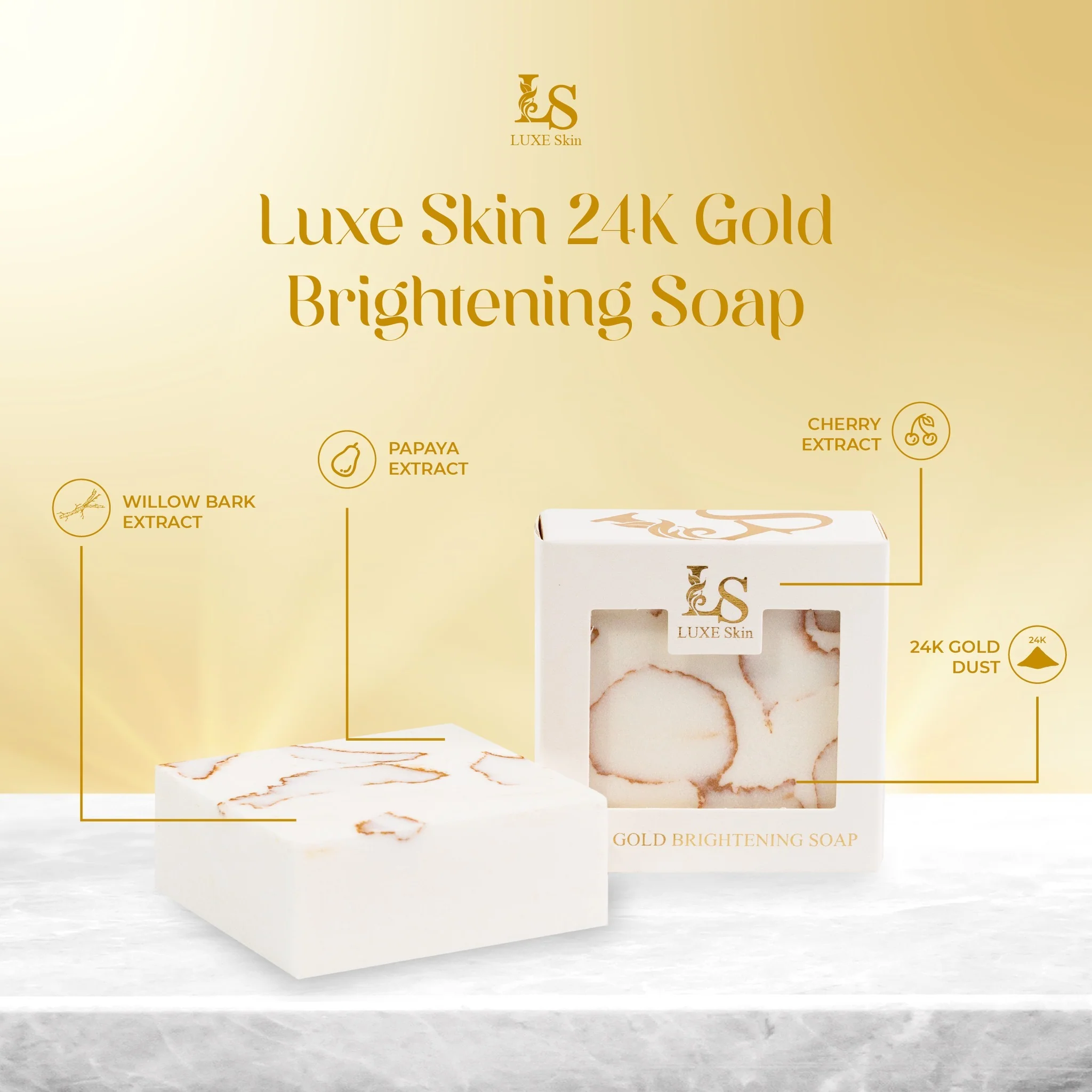 Luxe Skin 24k Brightening Gold Soap - 135g - Image 3