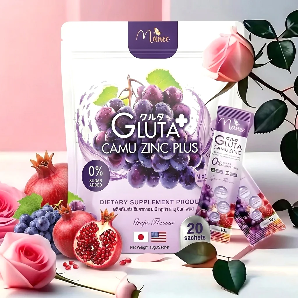 Manee Gluta Camu Zinc – Grape Flavour (30 Sachets × 10g each) - Image 9