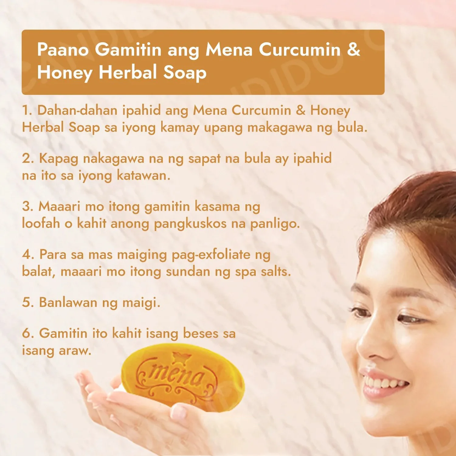 Mena Herbal Soap with Scrub Curcumin & Honey - 100g - Image 5