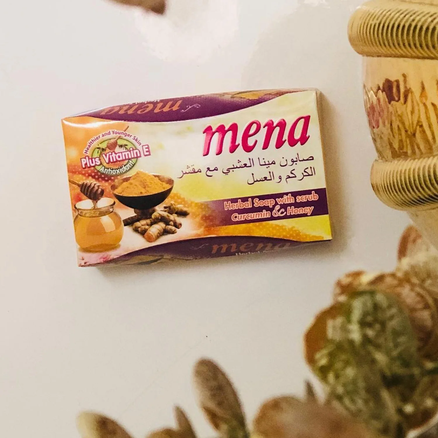 Mena Herbal Soap with Scrub Curcumin & Honey - 100g - Image 9