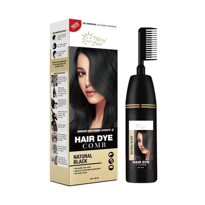 Merry Sun Permanent Hair Dye Comb Natural Black - 168ml - Image 2