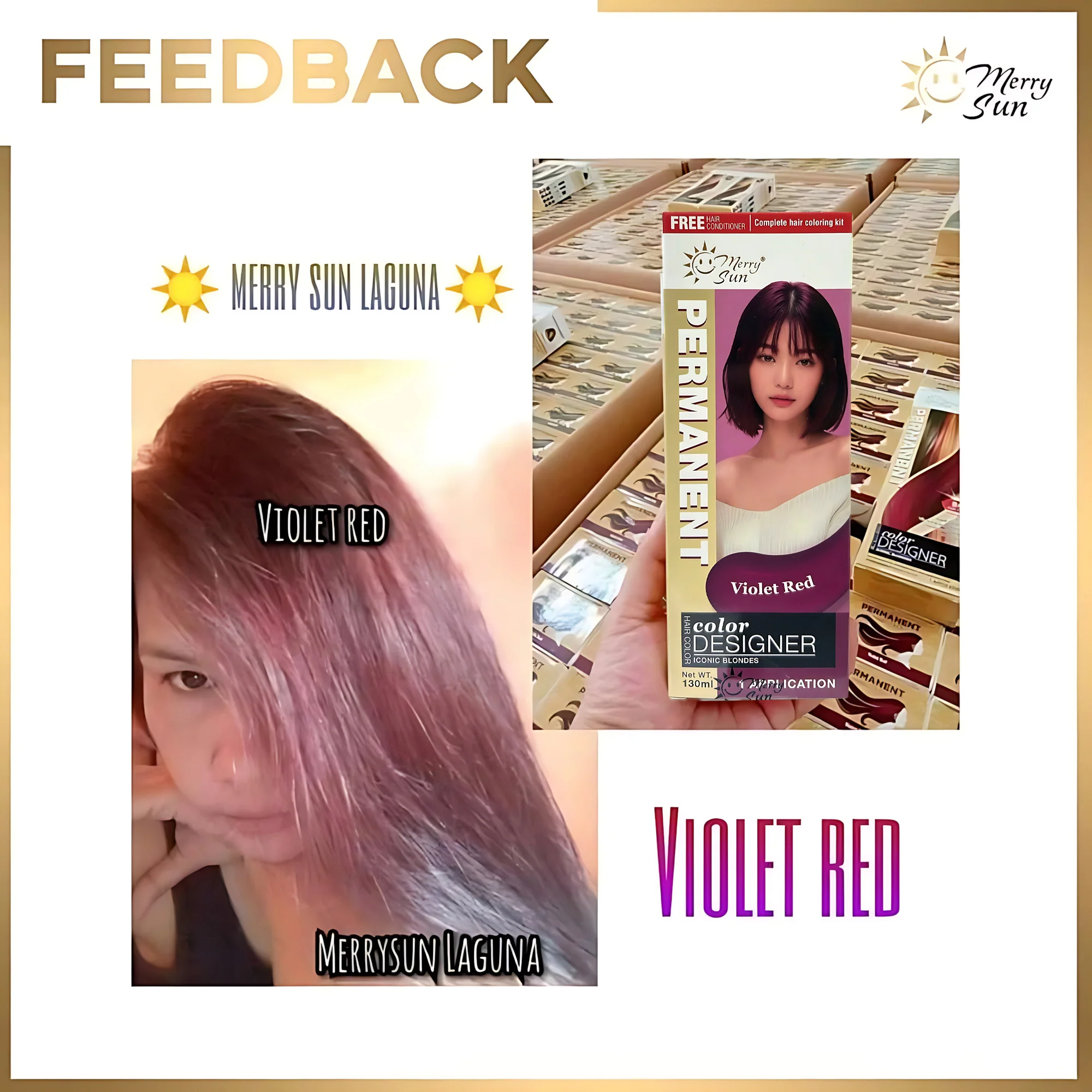 MerrySun Permanent Hair Color – Violet Red (Complete Hair Coloring Kit, 130mL) - Image 6