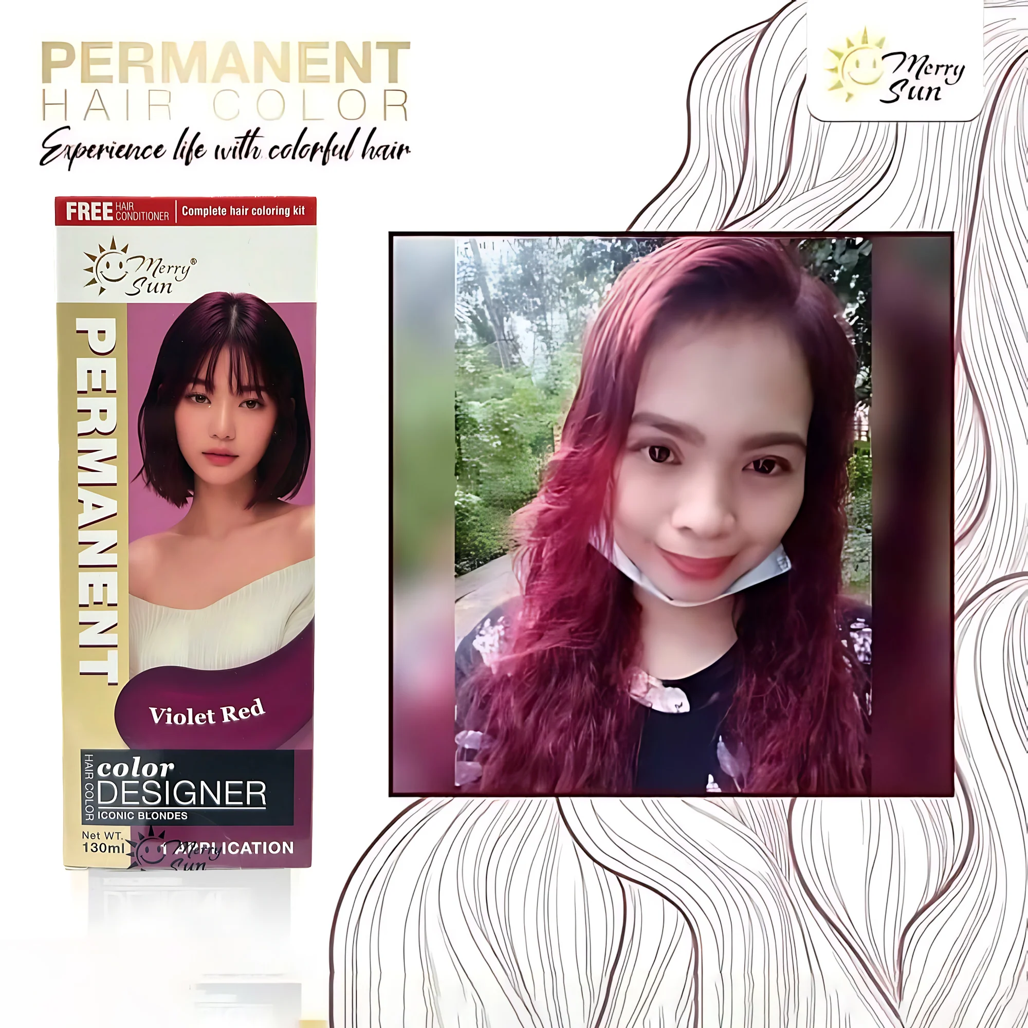 MerrySun Permanent Hair Color – Violet Red (Complete Hair Coloring Kit, 130mL) - Image 8