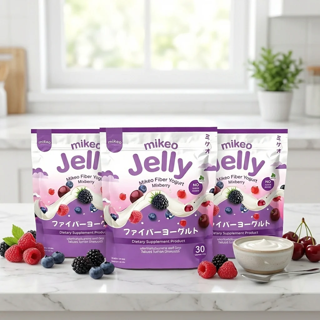 Mikeo Jelly Fiber Yogurt Mixberry 15g x 30 Sachets - (3 Pcs Combo)
