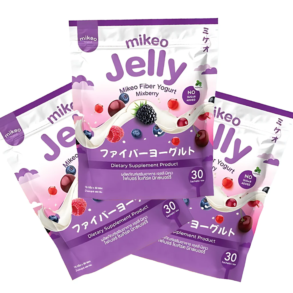 Mikeo Jelly Fiber Yogurt Mixberry 15g x 30 Sachets - (3 Pcs Combo) - Image 2
