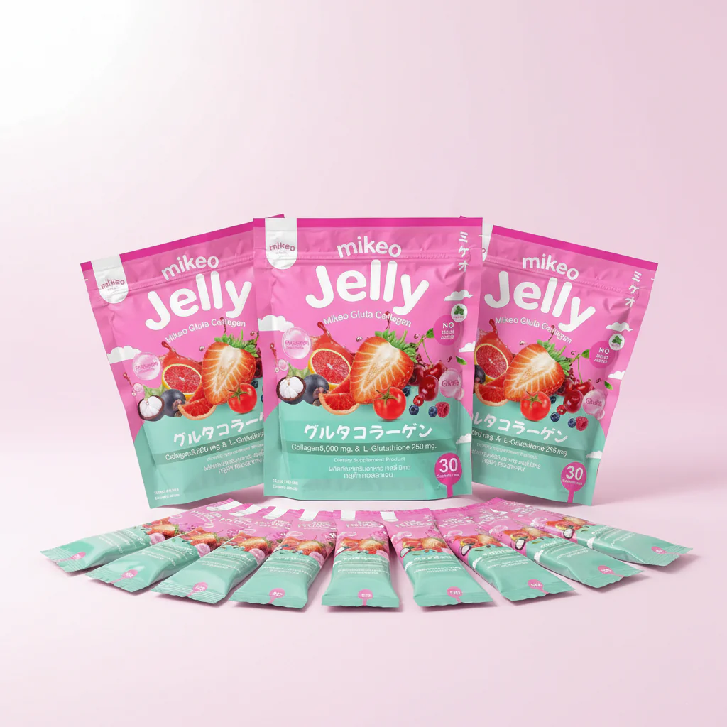 Mikeo Jelly Gluta Collagen Strawberry Flavor (30 Sachets x 15g) - (3 Pcs Combo) - Image 3