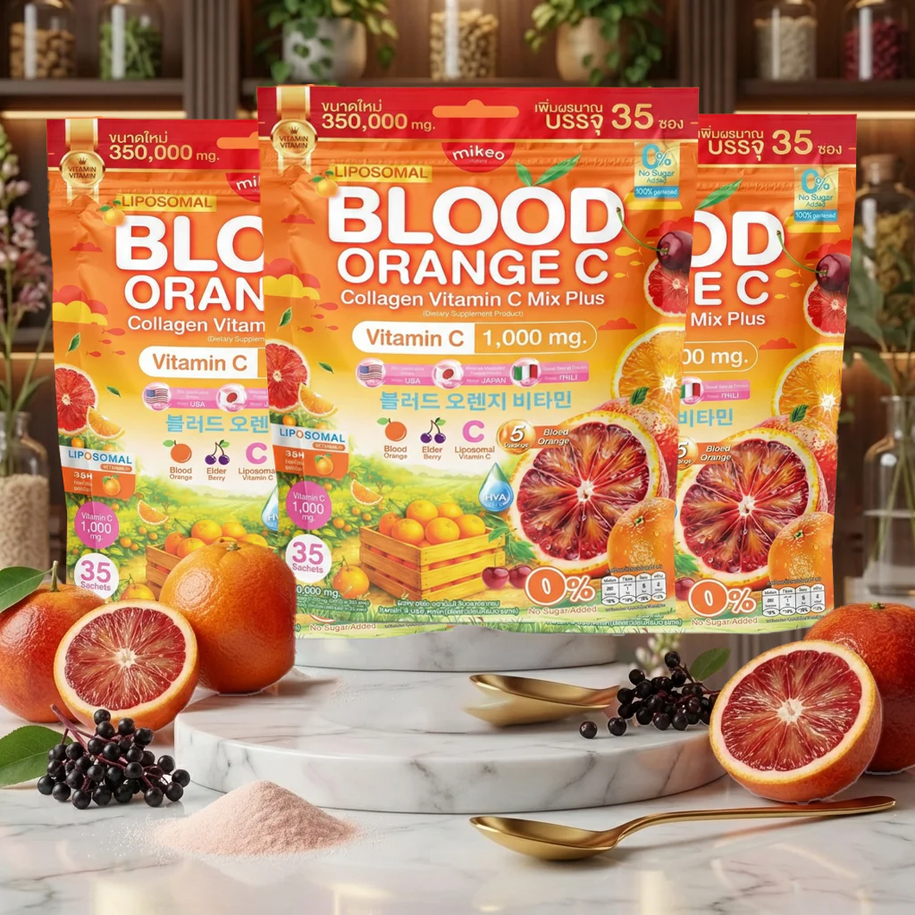 Mikeo Liposomal Blood Orange C Collagen Vitamin C Mix Plus 35 Sachets × 10g - (3 Pcs Combo) - Image 3