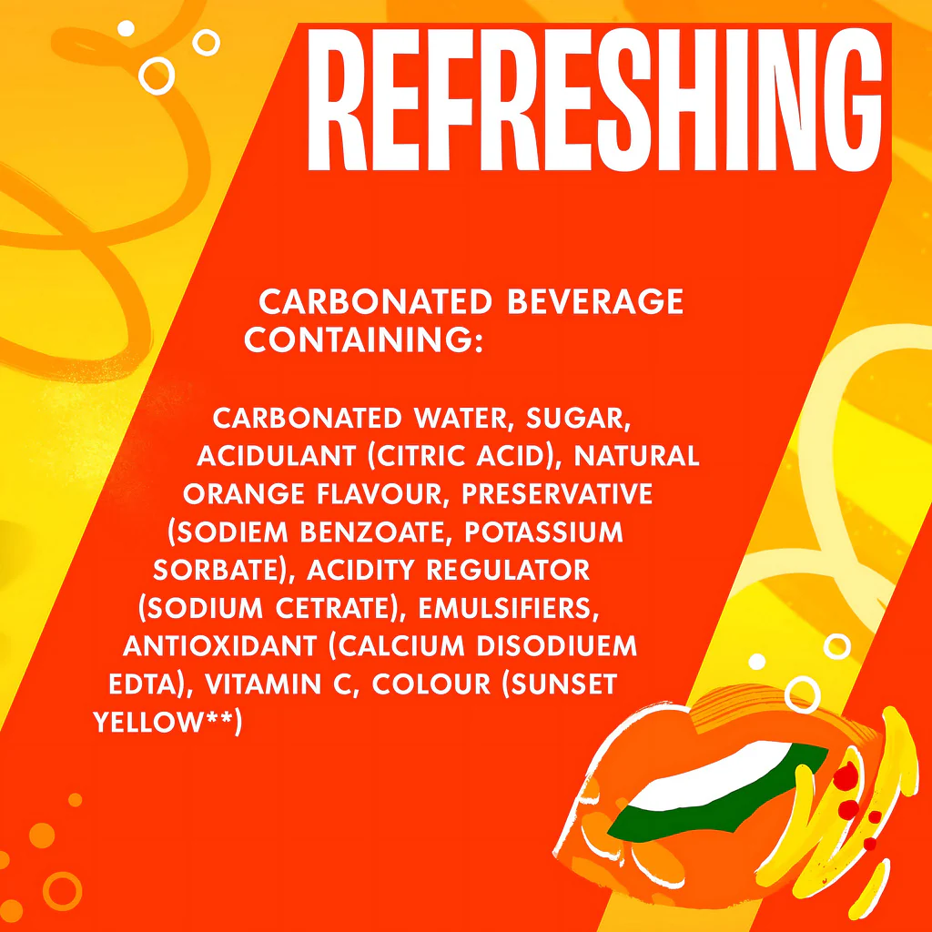 Mirinda Orange Carbonated Soft Drink – 330ml Can - Image 5