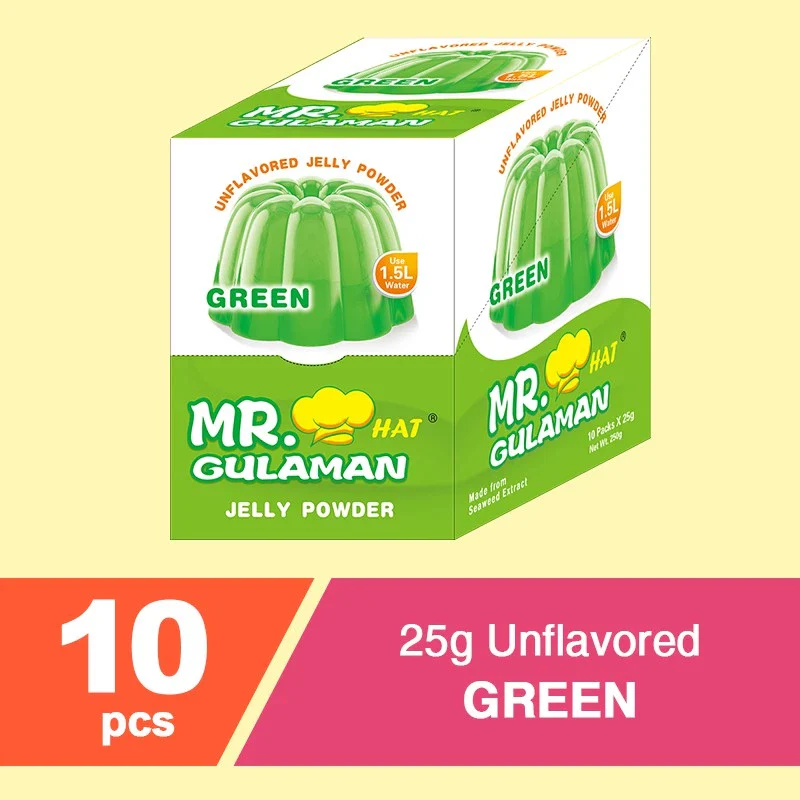 Mr. Hat Gulaman Unflavored Green Jelly Powder - 25g x 10 Sachets