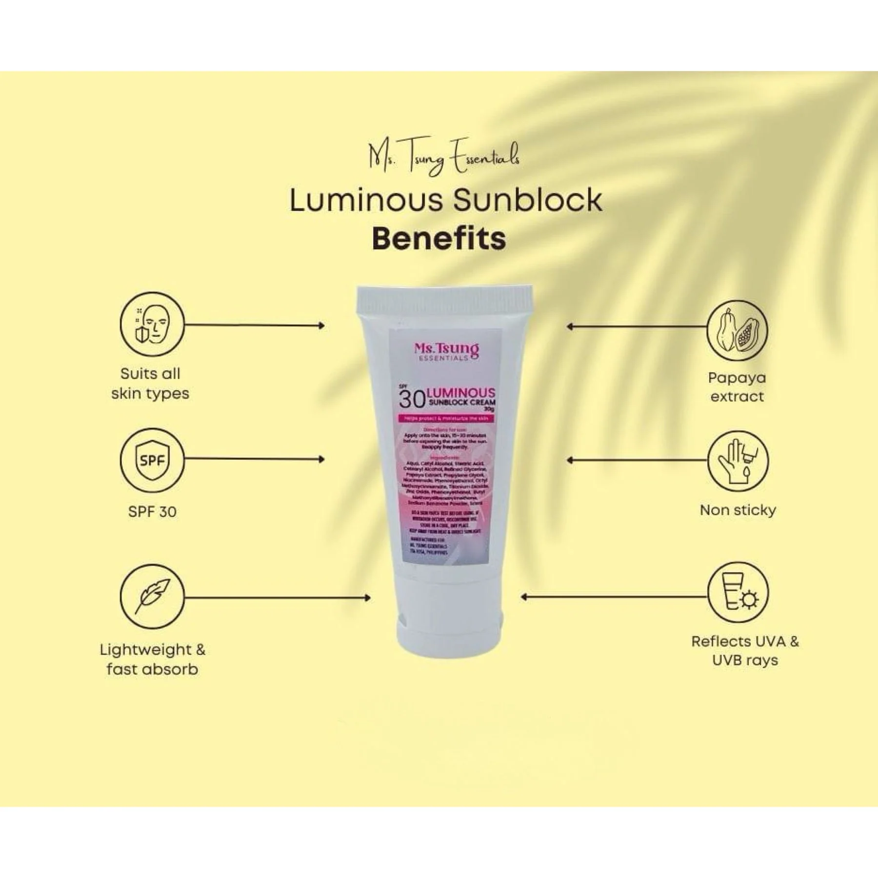 Ms. Tsung Essentials Luminous Sunblock SPF 30 - 30g - Image 4