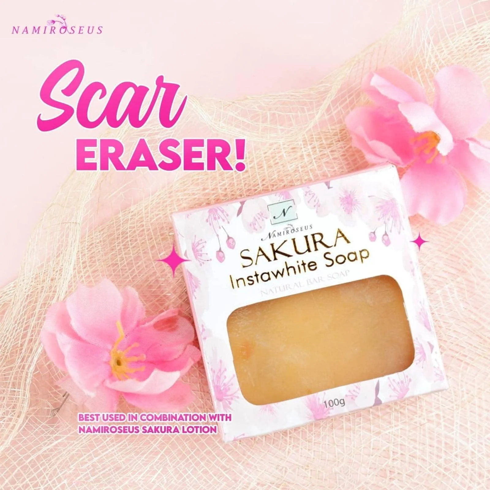 Namiroseus Sakura Instawhite Soap - 100g - Image 2