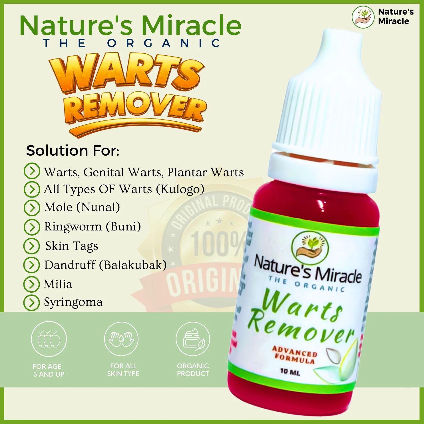 Nature's Miracle The Organic Warts Remover - 10ml - Image 3