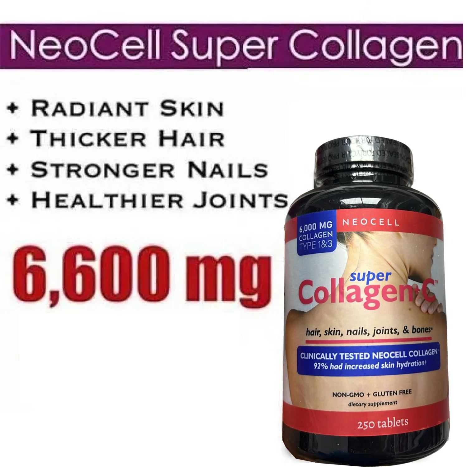 NeoCell Super Collagen + C (6000mg Collagen Type 1 & 3) – 250 Tablets - Image 4