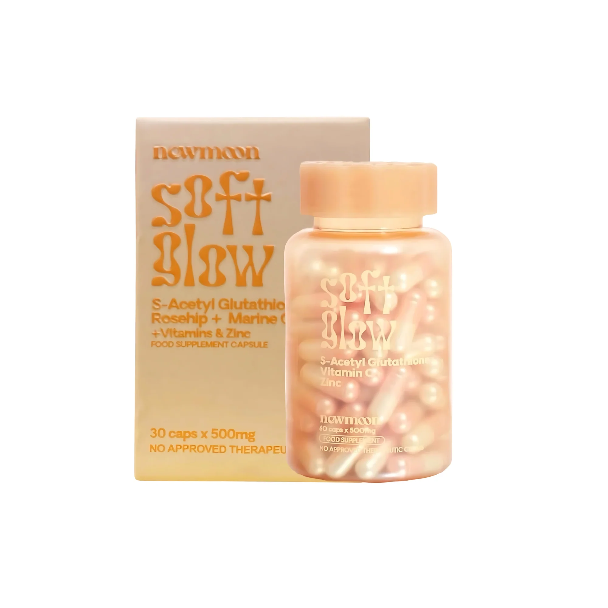 New Moon Soft Glow – S-Acetyl Glutathione, Rosehip, Collagen, Vitamins & Zinc – 30 Capsules (500mg)