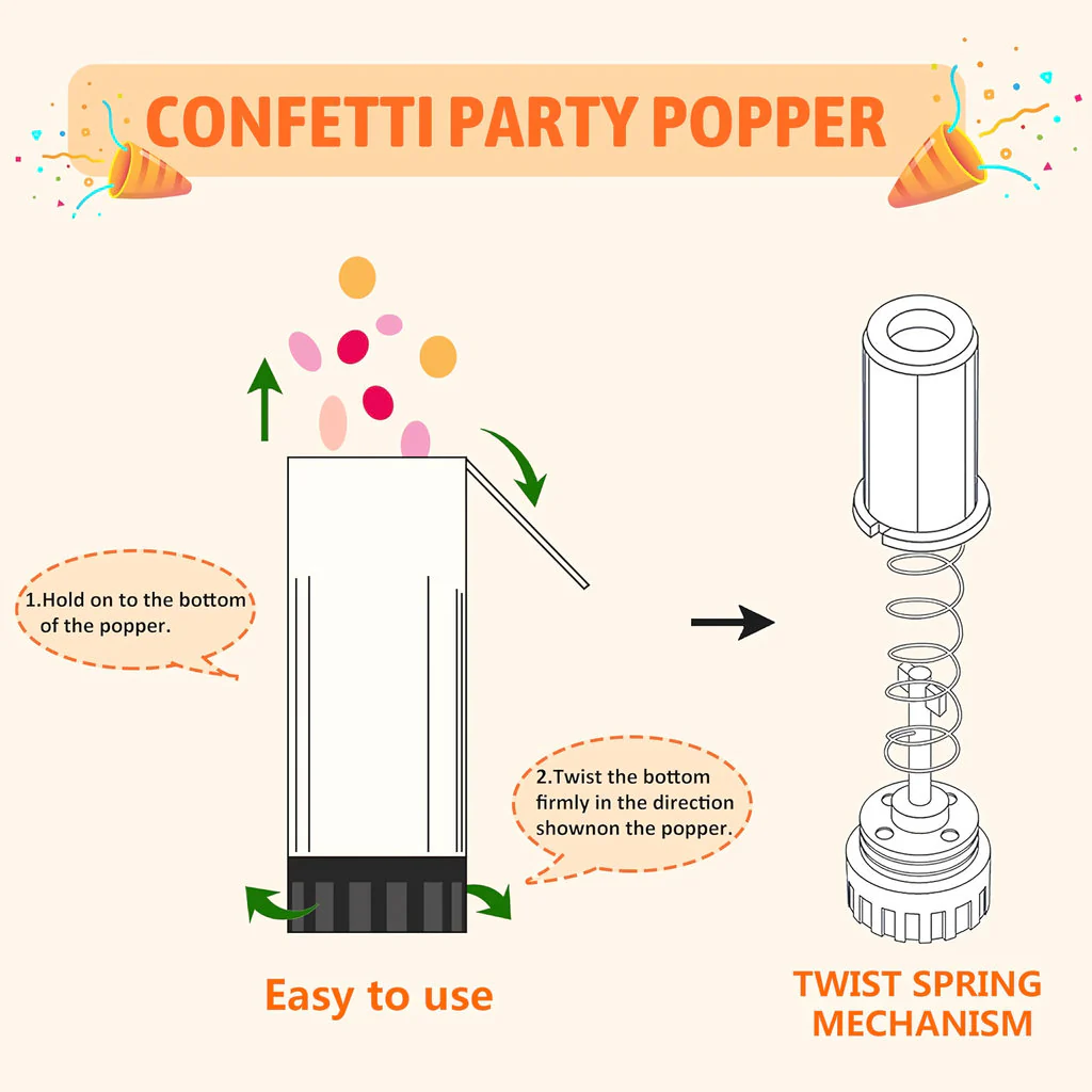 Party Popper Confetti Cannon – 20.5cm (2pcs) - Image 5