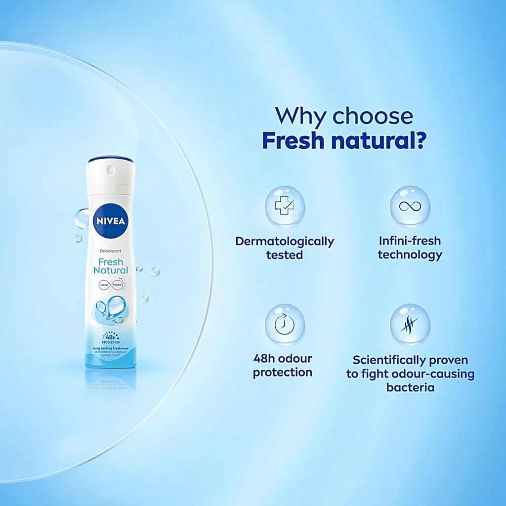 NIVEA Fresh Natural Deodorant – 48H Protection (150ml) - Image 4
