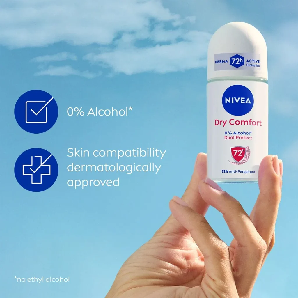 Nivea Dry Comfort Roll-On Deodorant – 50ml - Image 7