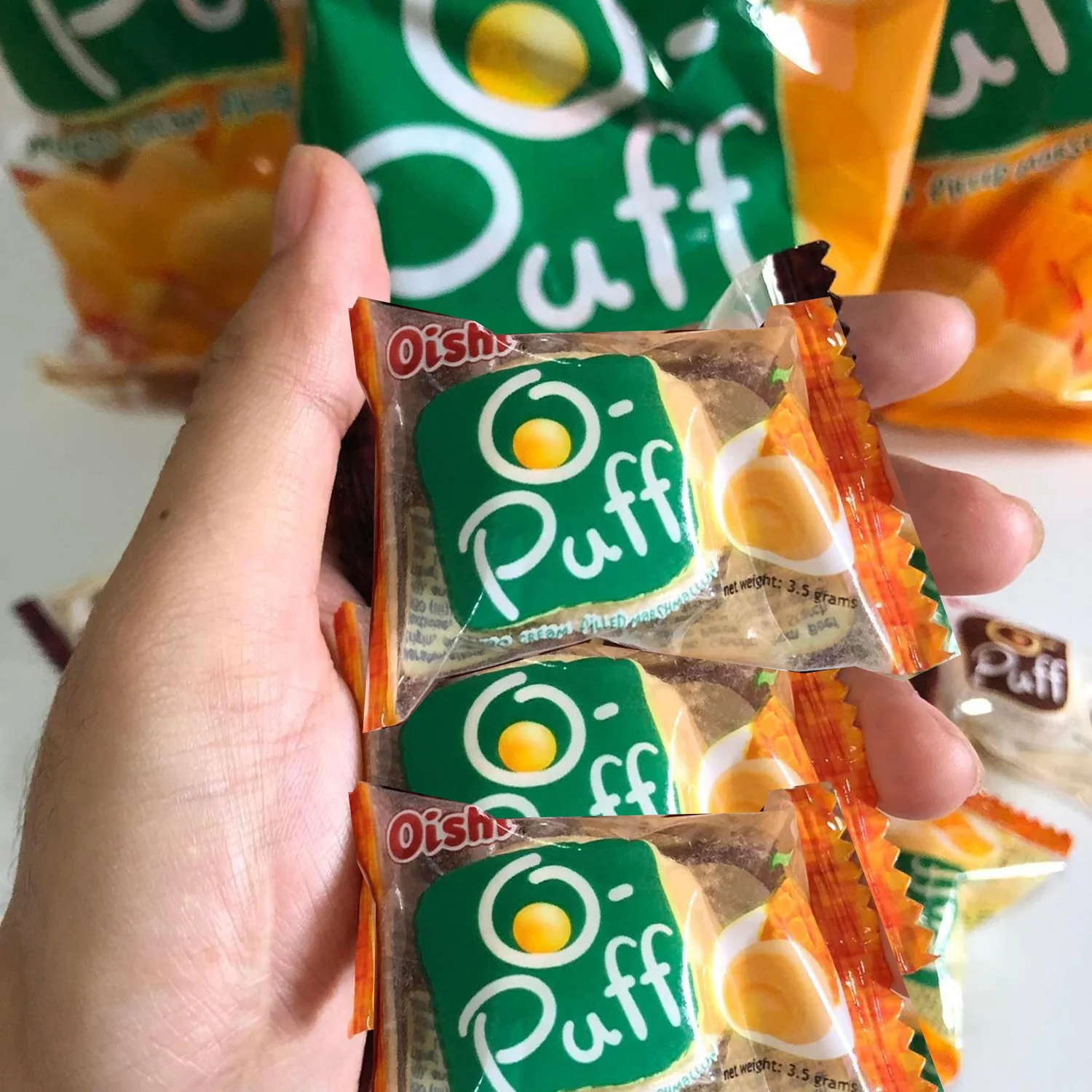 Oishi O-Puff Mango Cream Filled Marshmallow (24 x 3.5g – 84g) - Image 4