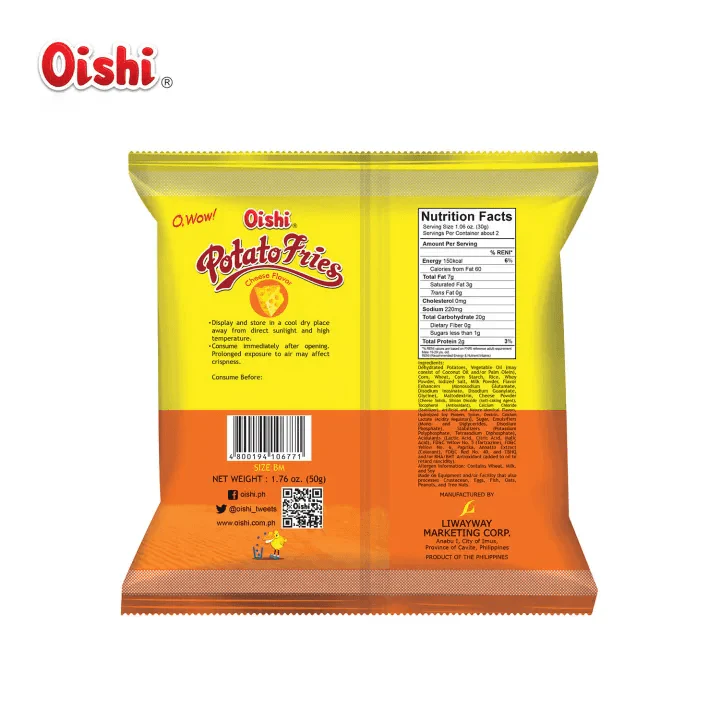 Oishi Potato Fries Cheese (Baked Not Fried) - 50g - Image 3