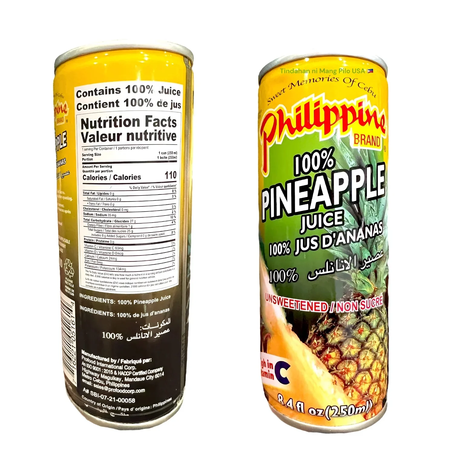 Philippine Brand 100% Pure Pineapple Juice – 250mL - Image 4
