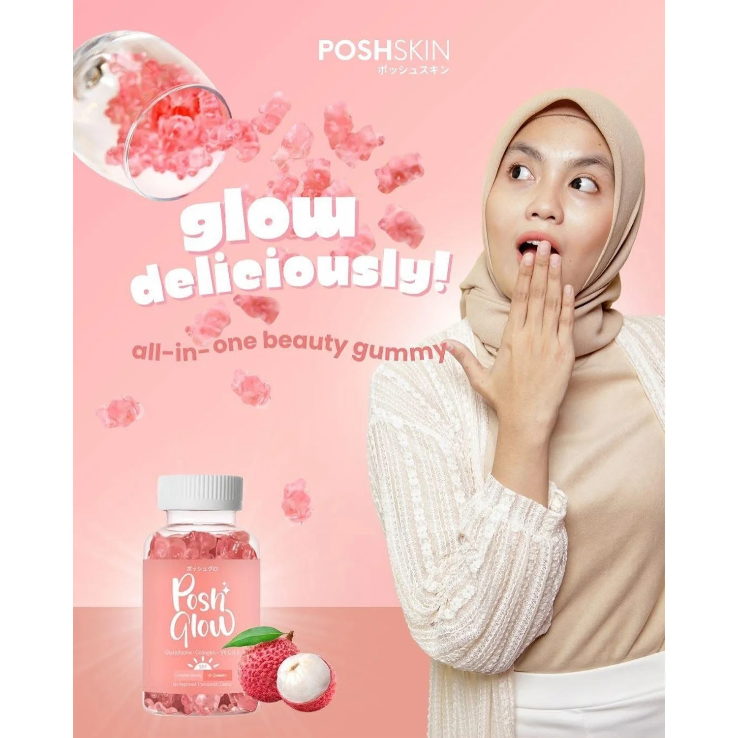 Posh Glow All-In-One Beauty Gummy – Lychee Flavor - Image 10