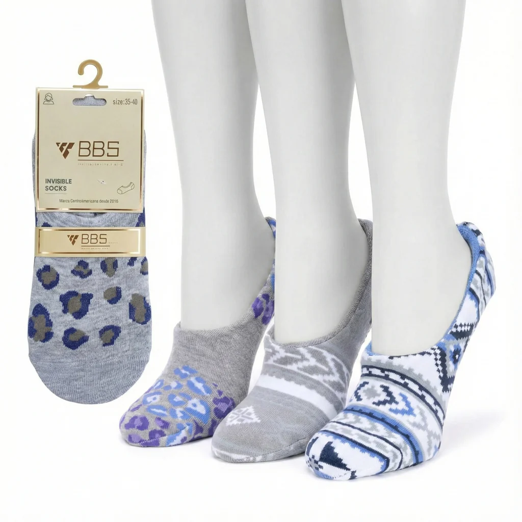 Premium Slipper Socks / Invisible Socks – Pack of 3 (Size 35–40 | Assorted Designs)