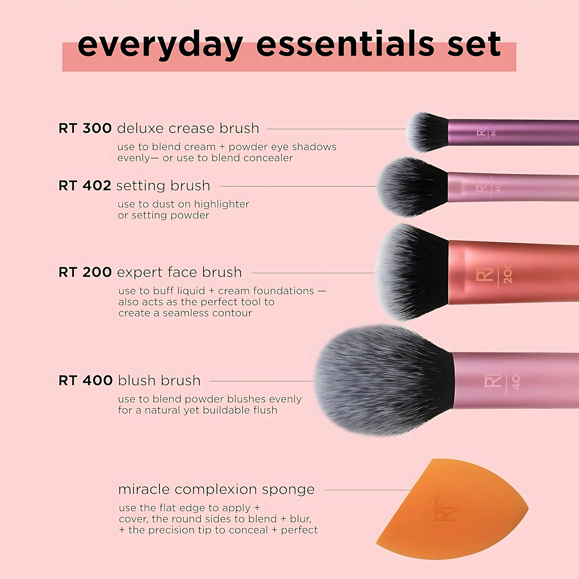 Real Techniques Everyday Essentials Makeup Brush Set - Image 9
