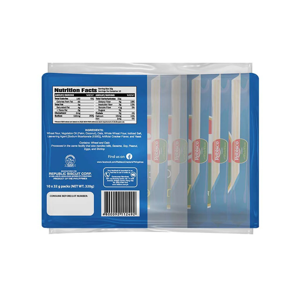 Rebisco Crackers Whole Wheat Pack of 10 x 32gm - Image 3