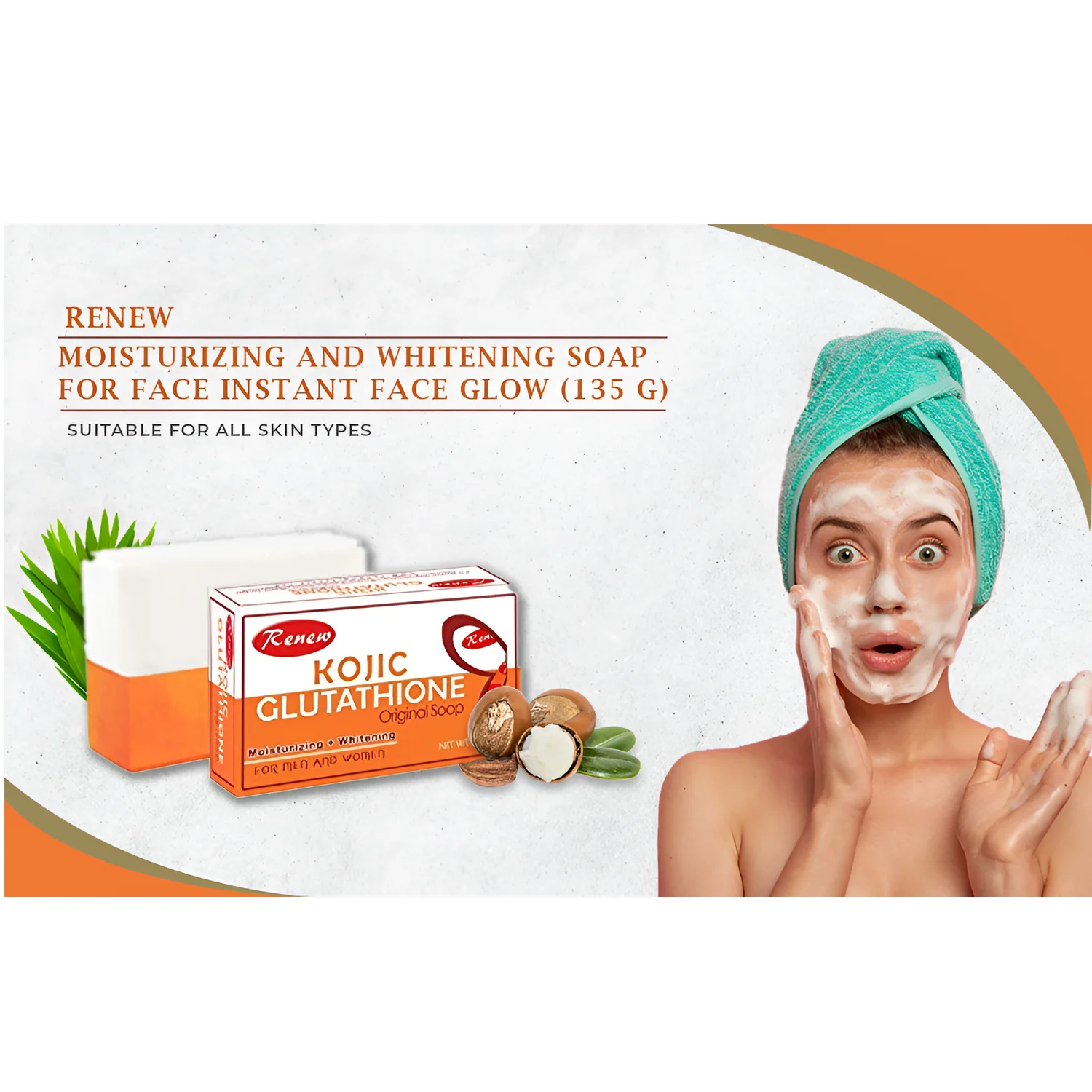 Renew Kojic Glutathione Moisturizing+Whitening Original Soap- 135g - Image 2