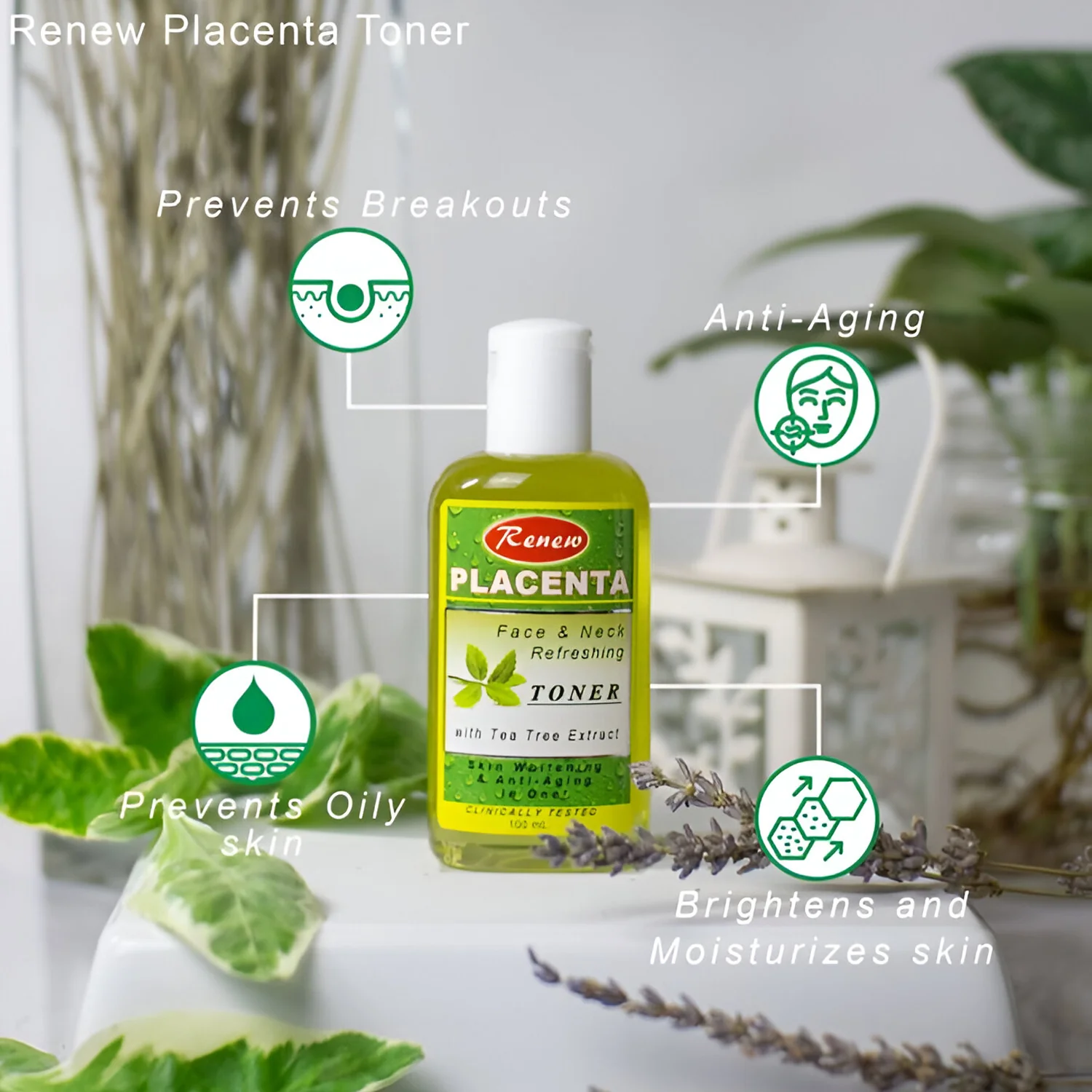 Renew Placenta Face & Neck Refreshing Toner With Tea Tree Extract - 100ml - Image 4