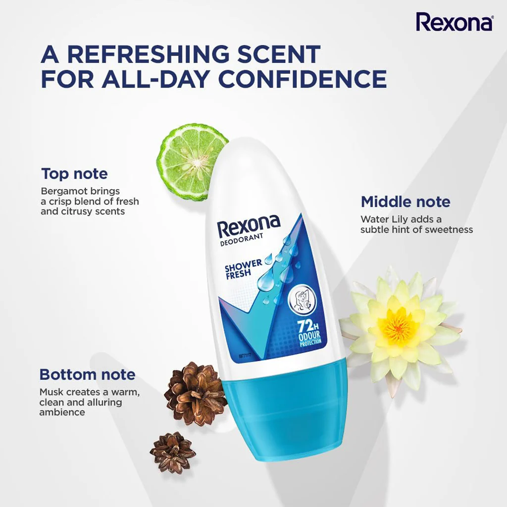 Rexona Shower Fresh Roll-On Deodorant for Women – 50ml - Image 3