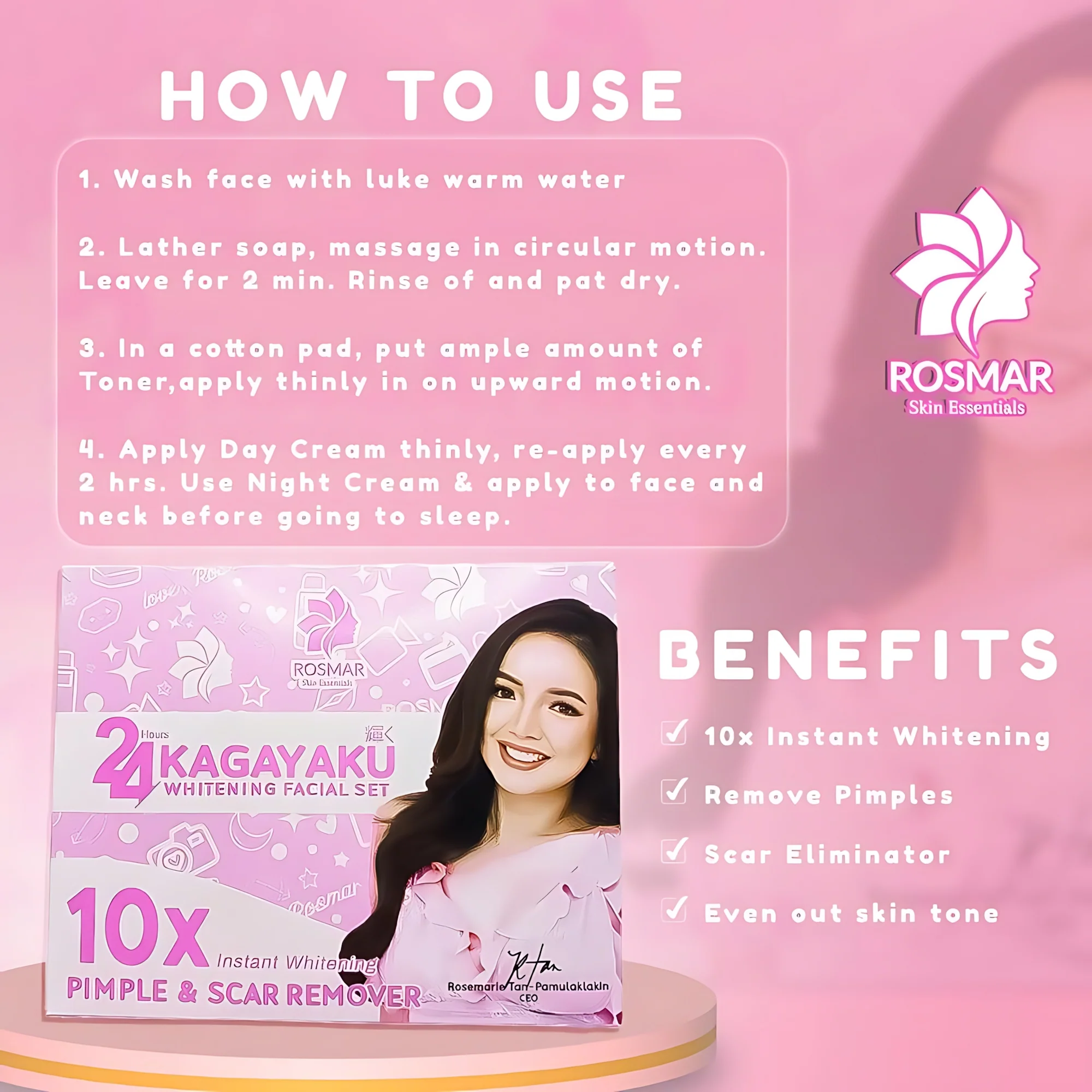 Rosmar Kagayaku 24 Hours Whitening Facial Set - Image 4