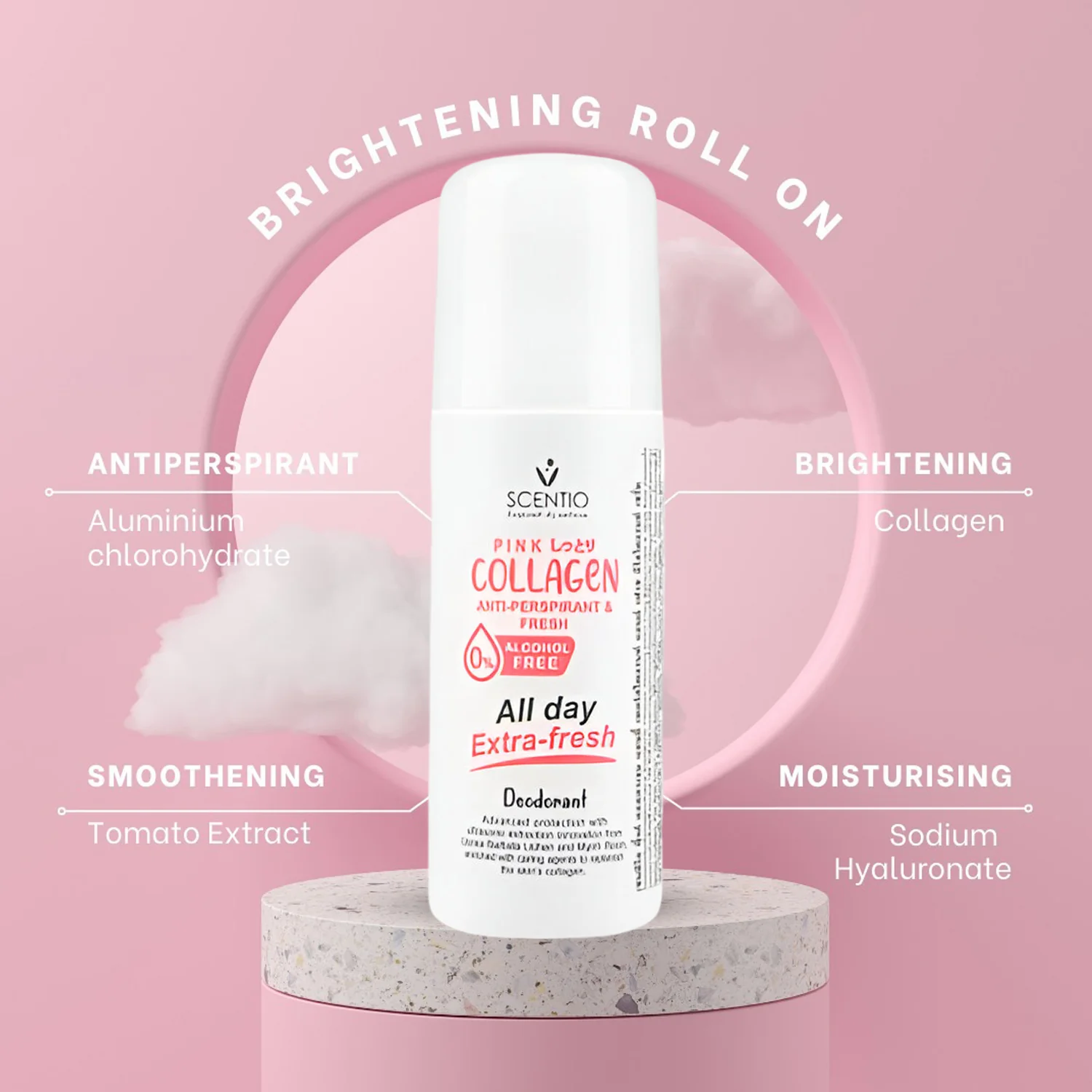 Scentio Pink Collagen Anti-Perspirant & Extra-Fresh Deodorant – 50ml - Image 7