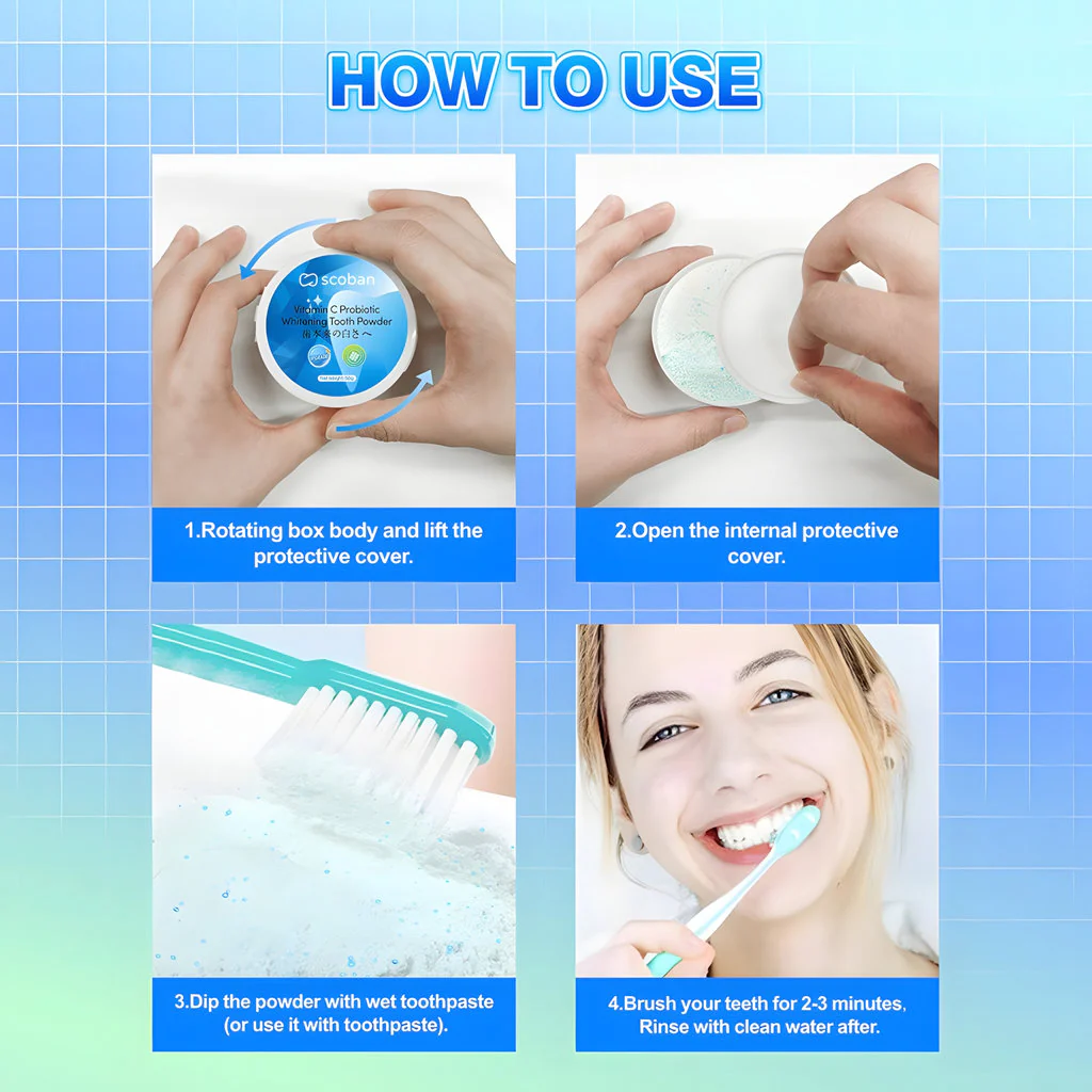 Scoban Vitamin C Probiotic Whitening Tooth Powder - 50g - Image 3