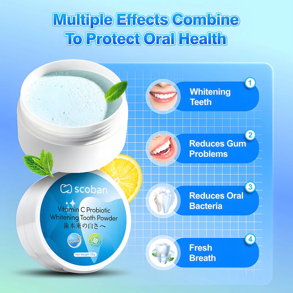 Scoban Vitamin C Probiotic Whitening Tooth Powder - 50g - Image 4