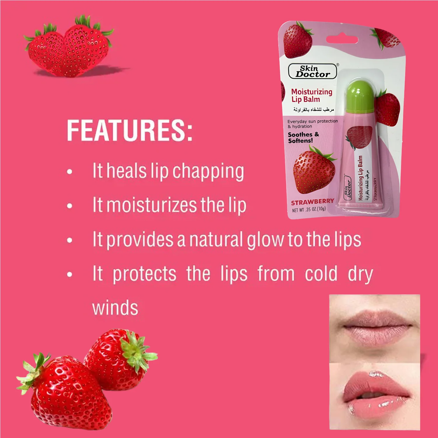 Skin Doctor Moisturizing Lip Balm – Strawberry Flavor -10g - Image 6