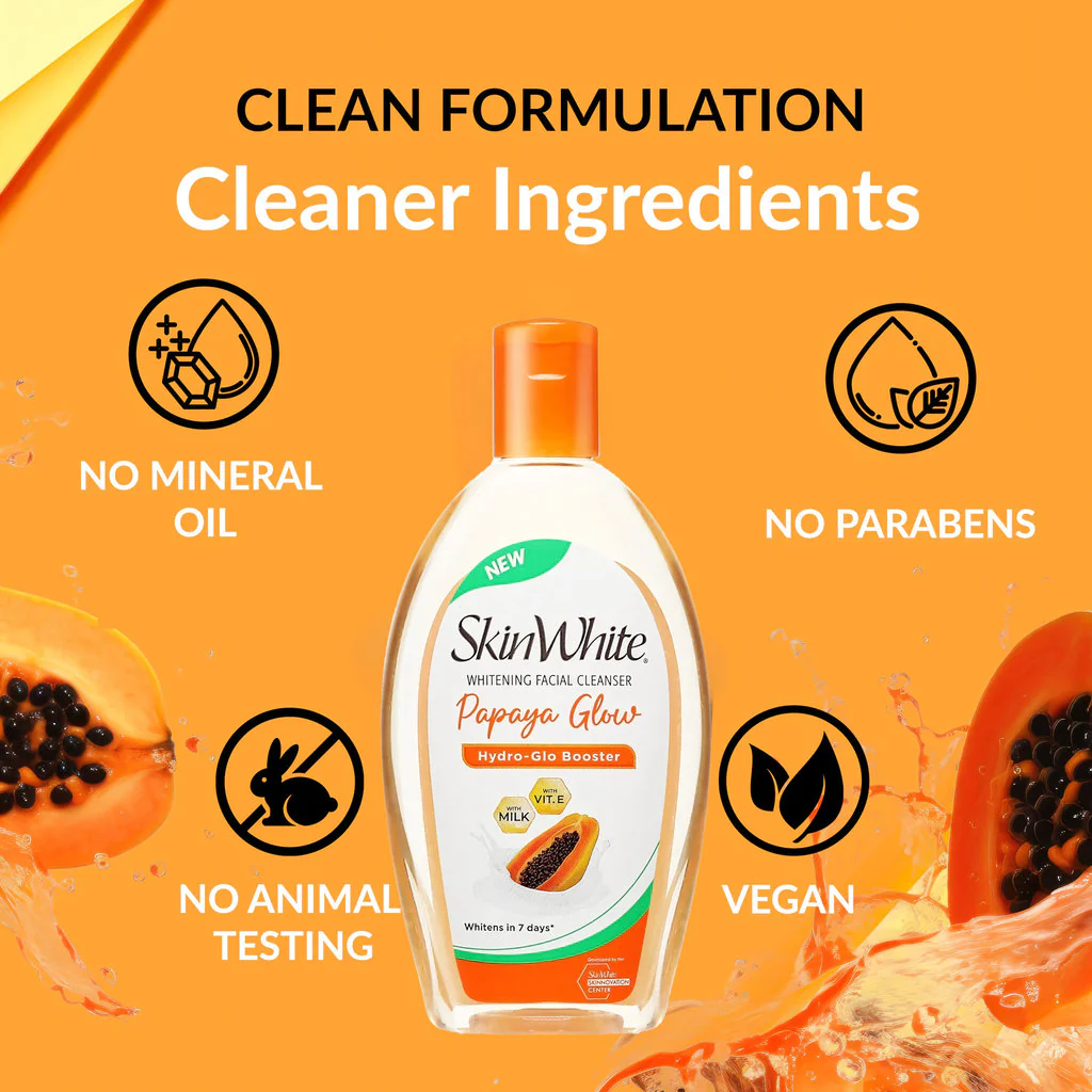 SkinWhite Papaya Glow Whitening Facial Cleanser – 135ml - Image 3