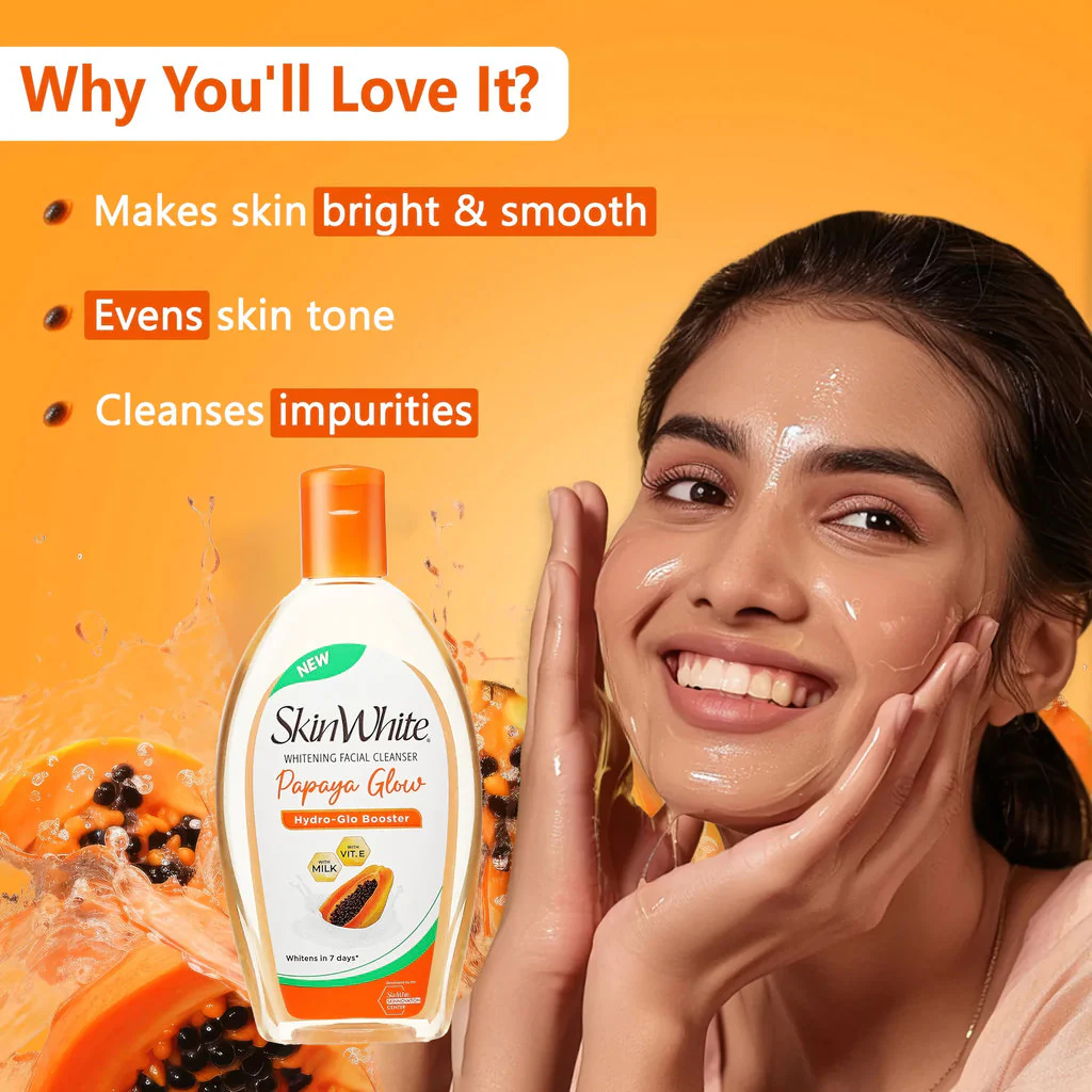 SkinWhite Papaya Glow Whitening Facial Cleanser – 135ml - Image 4