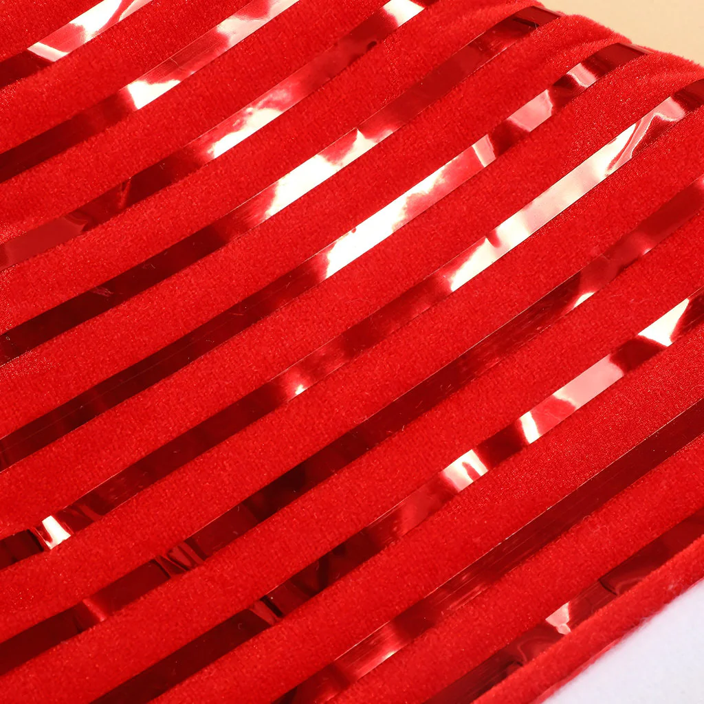 Striped Santa Hat β Red & Silver Plush Christmas Hat - Image 3