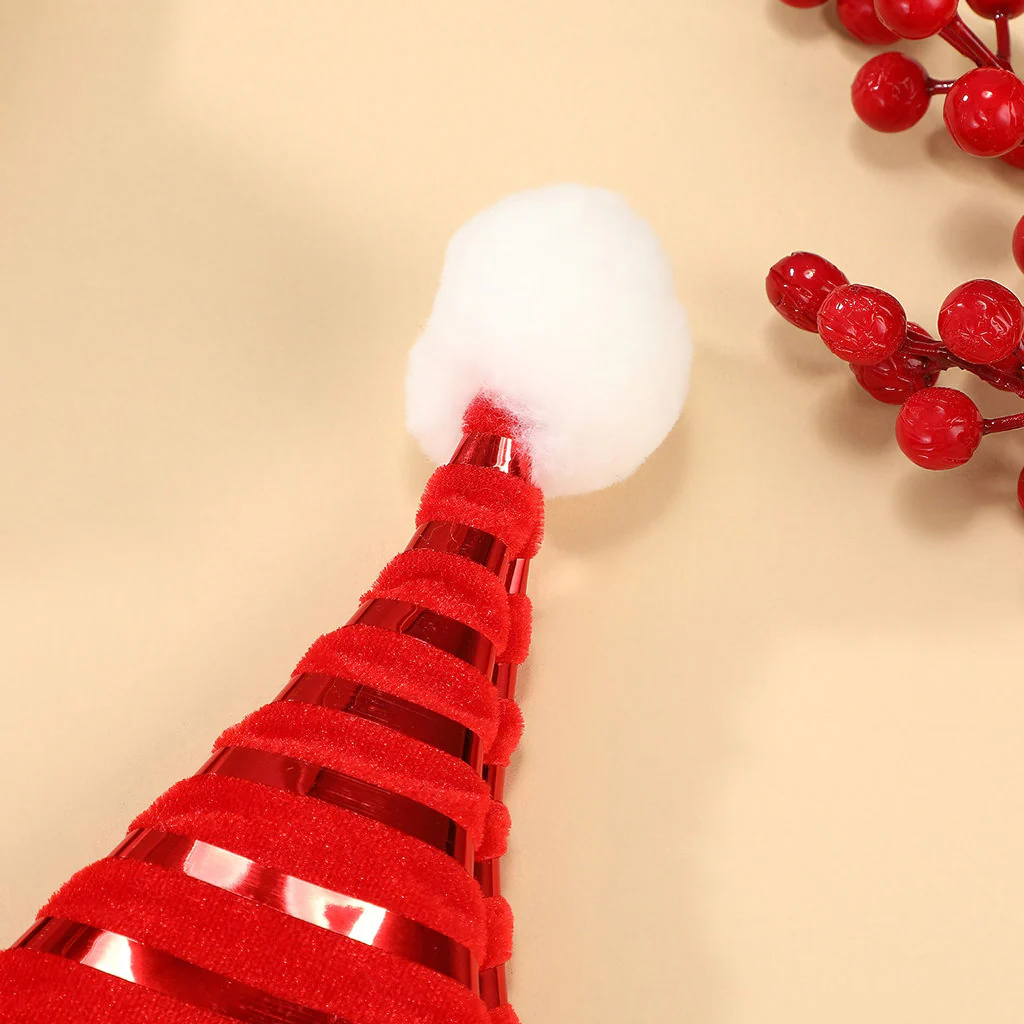 Striped Santa Hat β Red & Silver Plush Christmas Hat - Image 4