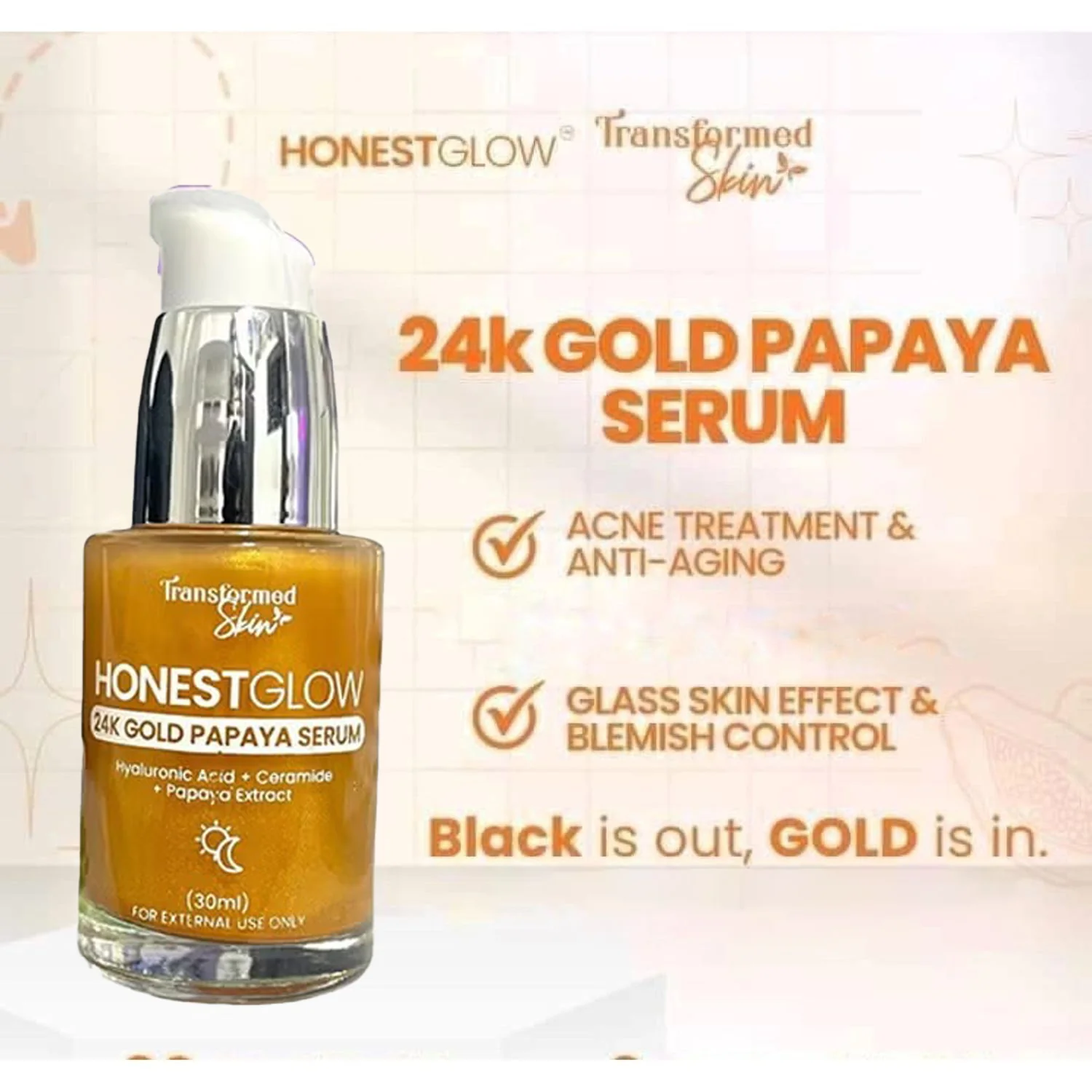 Honest Glow 24K Gold Papaya Serum - 30ml - Image 6
