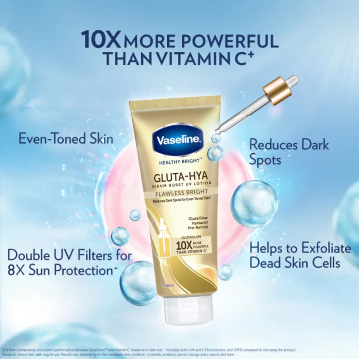 Vaseline Gluta-Hya Serum Burst UV Lotion Flawless Glow - 330ml - Image 5