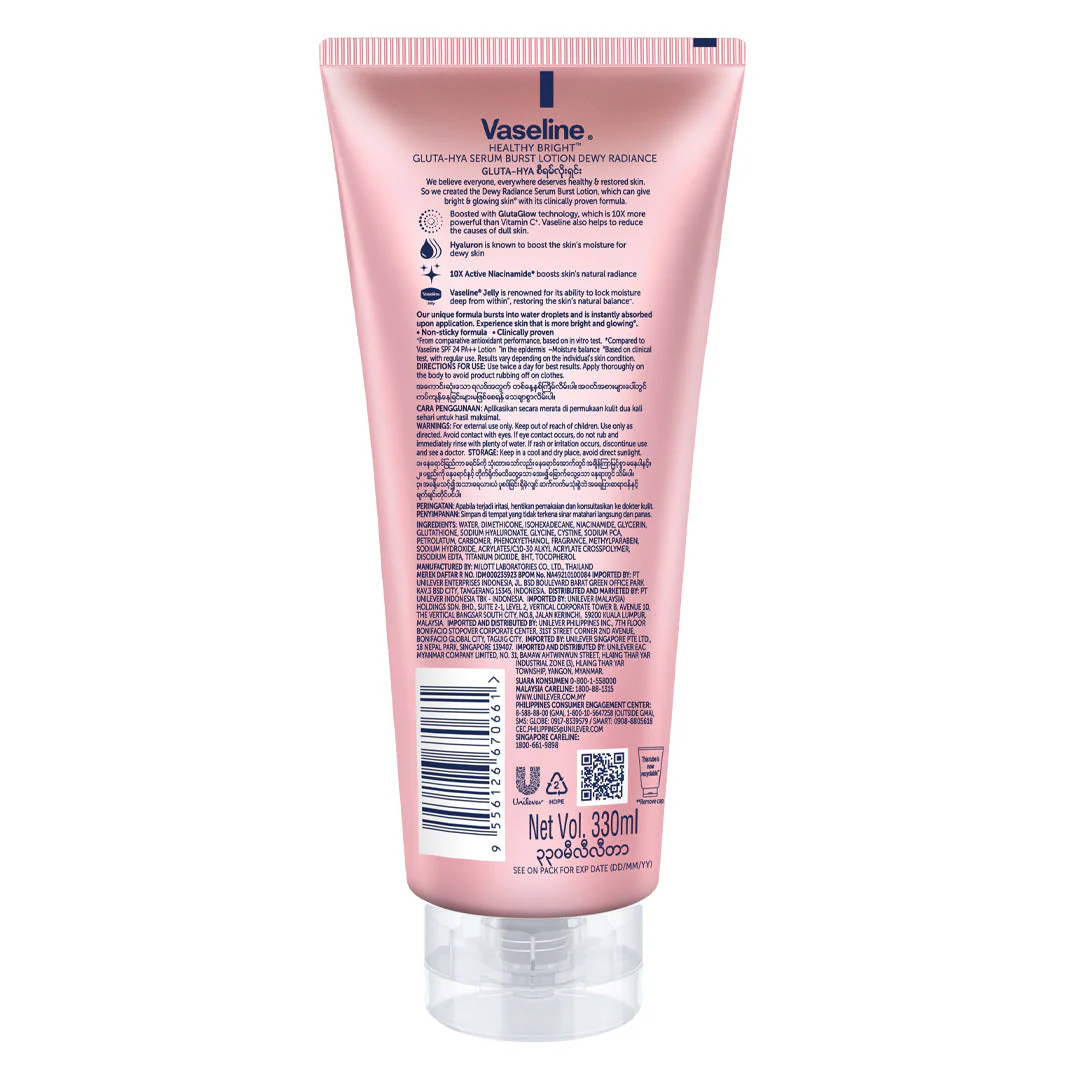 Vaseline Gluta-Hya Serum Burst Lotion Dewy Radiance - 330ml - Image 3