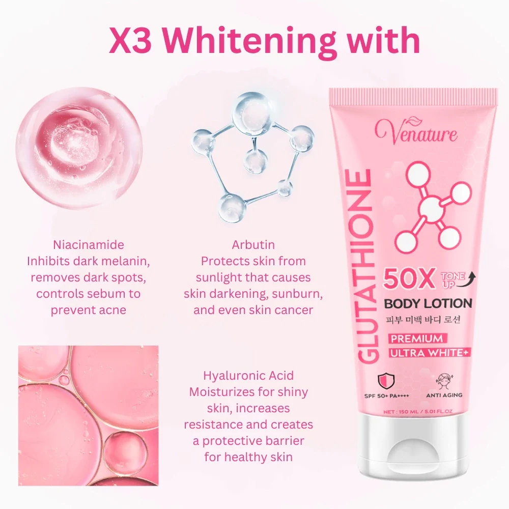 Venature Glutathione 50x Tone Up Body Lotion - 150ml - Image 5