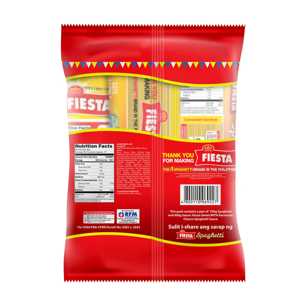 White King Fiesta Sweet Spaghetti & Sauce with Parmesan Cheese Set – 1.6kg - Image 3