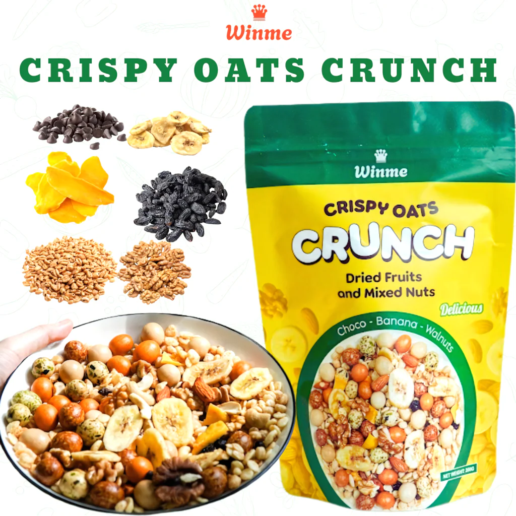 Winme Crispy Oats Crunch Cereal – Choco Banana & Walnuts (200g) - Image 5