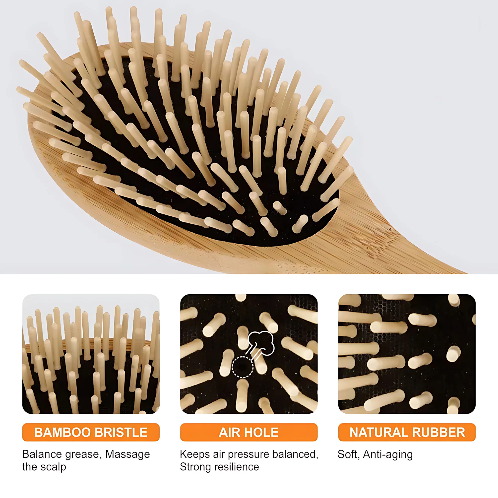 Wooden Paddle Hair Brush – Oval Shape - Image 4